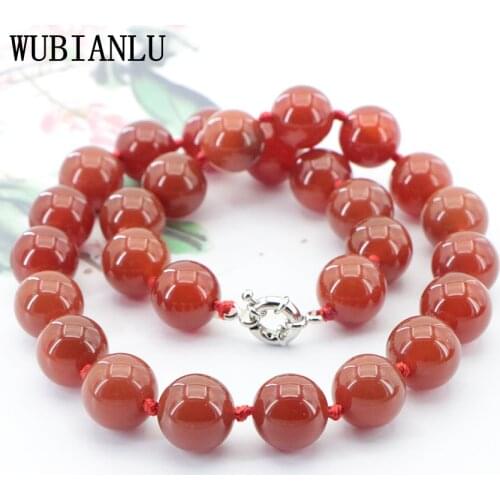 WUBIANLU New 6-14mm Natural Red Agates Stone Beads Necklace Women In Choker Necklaces Onyx Fasion Energy Jewellery T233