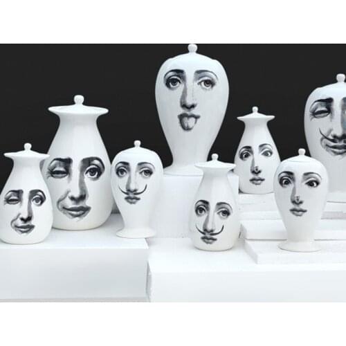 Funny Creative Flower Pot European Tablet Vases Double Side Face Style Ceramic Sealing Vase Home Decoration Decor Craft Jar