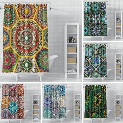 Waterproof Shower Curtain Bohemian Geometric mandal Pattern Polyseter Bath Curtain Moisture Resistant Bathroom Decoration
