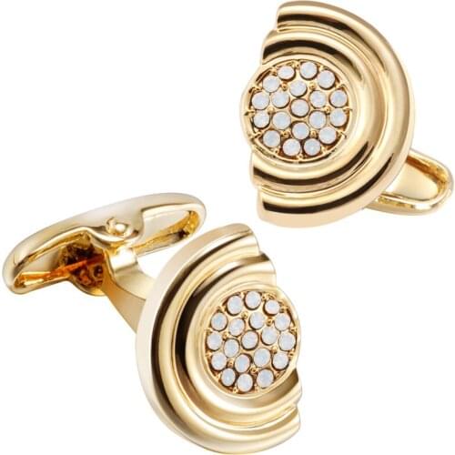 HAWSON New Cufflinks for Men Novelty Luxury Semicircle Cuff Links with Crystal High Quality Mens Jewelry Best Gifts for Wedding