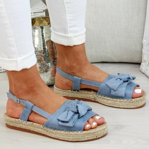 2020 Women Butterfly-knot Sandals Female European American Summer Fish Mouth Women Shoes Large Size Thick Bottom Ladies Shoes