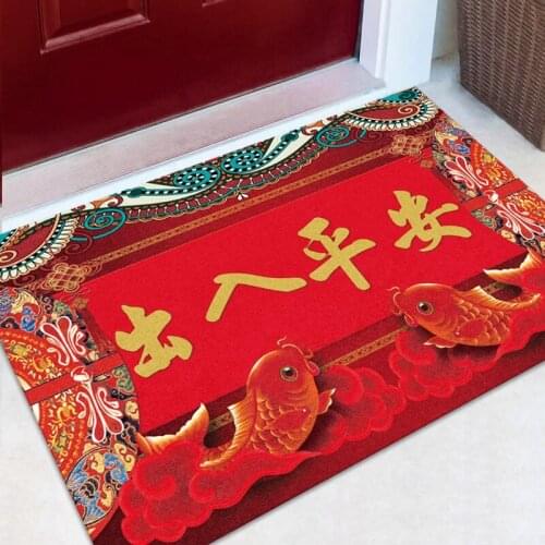 Gold Diamond Velvet Entrance Door Inside and Outside Door Mat Safety Festive Pattern Text