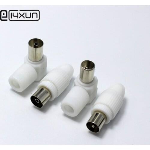 1set TV Plug with Pin for Antennas 90 / 180 Degrees TV RF Coaxial Male Plugs +Female jack Adapter Antennas Connector