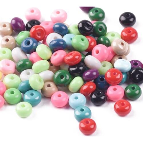 100pcs Solid Color Coated Opaque Glass 6x4mm Rondelle Loose Spacer Beads for Jewelry Making DIY Crafts