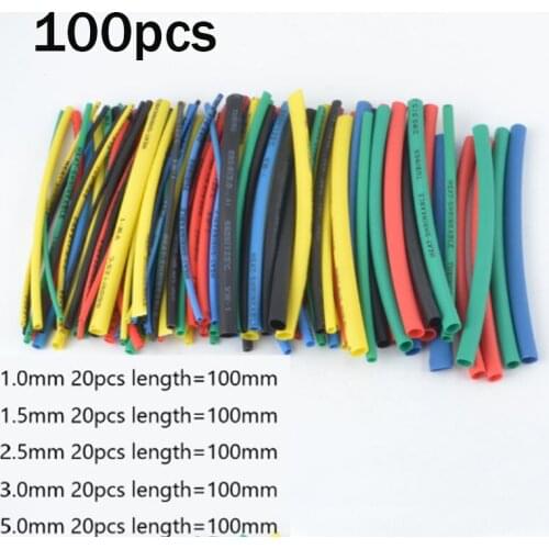 100pcs Thermal contra Sleeve cable Heat Shrink Tube termoretractil pvc tube tubing 2:1 Wrap Wire Cable dropshipping