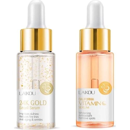15ml Snail Essence Hyaluronic Acid Moisturizing Whitening Lifting Firming Essence 24K Gold Whitening Vitamin C Face Skin Care