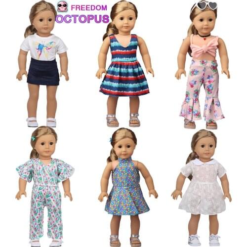 18Inch American Doll Spring Summer Style Cool Dress Clothes Cute Floers American Skirt Accessories For 43Cm Reborn OG Girls Doll