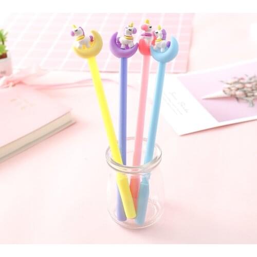 24 PCs Creative Cute Dreamy Moon Horse Gel Pens Set Student Creative Black Signature Pen 0.5mm Neutral Pen Wholesale