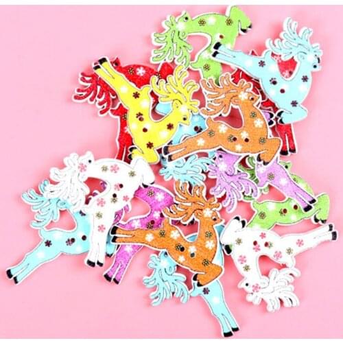 Mixed Christmas Reindeer Shaped Wooden Sewing Buttons Handmade Scrapbooking Craft Accessories 30pcs 30x35mm