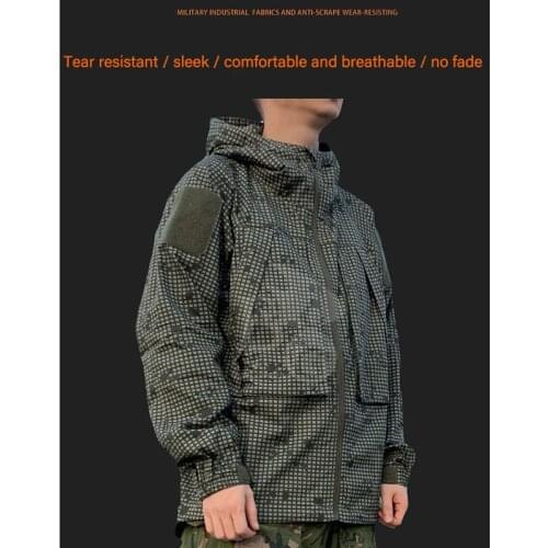 Tactical Desert Night Camouflage Mens Open Zip Hooded Light Top