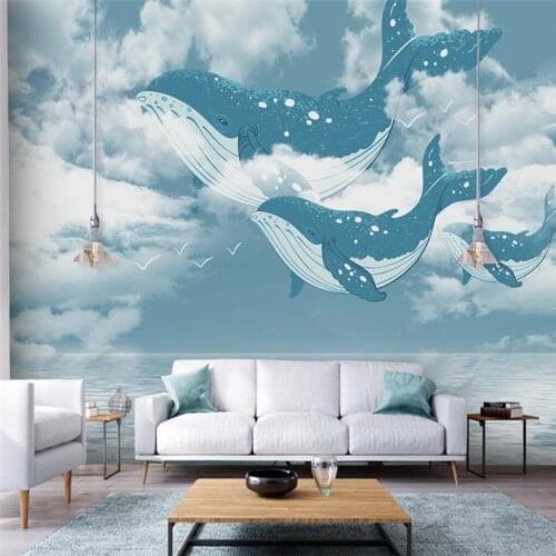Beibehang custom Nordic creative mediterranean sea sky wallpapers childrens room decoration accessories background wall paper