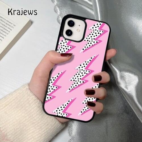 Krajews pink polka dot lightning bolt coque Phone Case for iPhone 12 mini 5 6S 7 8 PLUS X XS XR 11 PRO MAX SE 2020 Cover Shell
