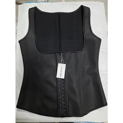 FAJACHIG Latex Waist Trainer Shaper Strap Corset Girdles Body Shapewear Belt Vest Black