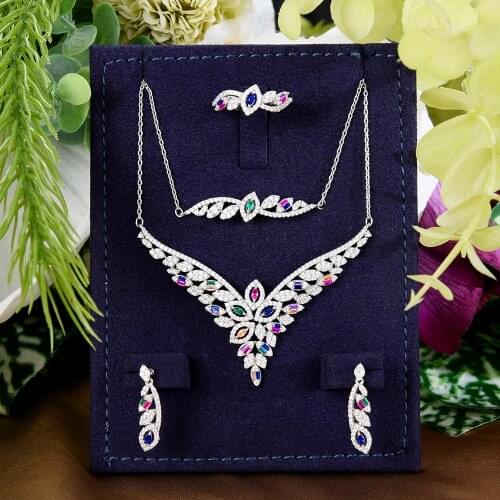 GODKI Royal flower Charms 4PCS Bracelet Ring Necklace Earring Set For Women Wedding Party Cubic Zircon CZ Dubai Bridal Jewelry