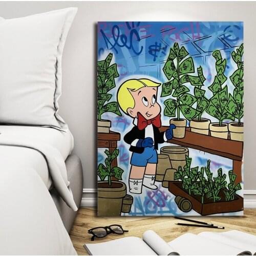 Art Wallpaper No Frame Painting Rich Money Tree Graffiti Art Rich Alec Monopoly Poster Bedroom Picture Home Decor