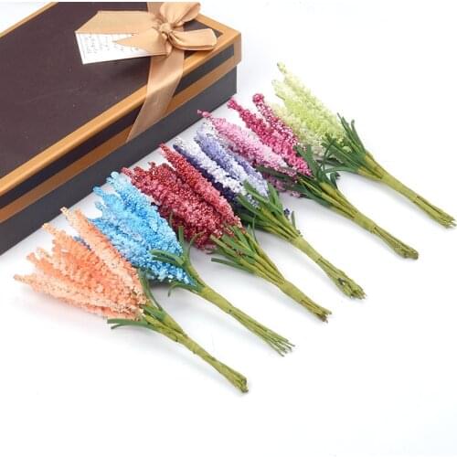 10pcsMini PE Artificial Lavender Flower Bouquet For Wedding Christmas Decoration Scrapbooking DIY Wreath Craft Fake Foam Flowers