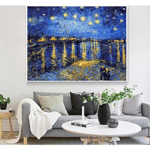 Oil Painting By Numbers "Van Gogh Starry Sky"Drawing on Canvas HandPainted Art Gift DIY Picture By Number Kits Wall Decor