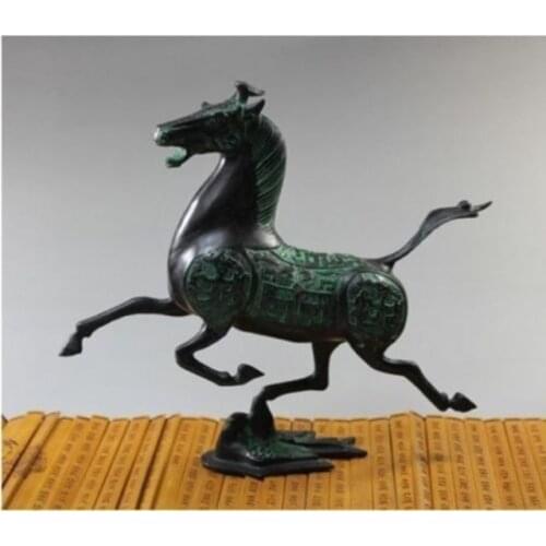 Chinese Old Vintage Exquisite Oriental Vintage Chinese brass statue horse fly swallow Figures decoration brass factory outlets