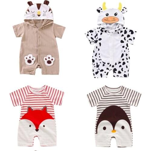 Infant jumpsuit summer romper animal print girl boy cotton suit newborn climbing cartoon rompers cheap stuff baby products 2021