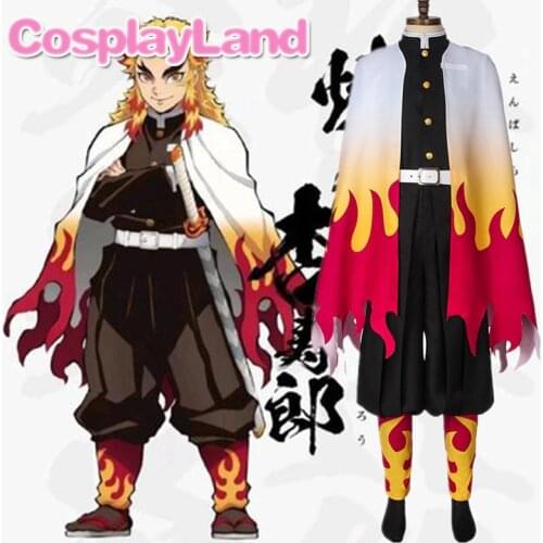Demon Slayer Kimetsu no Yaiba Anime Demon Slayer Kimetsu no Yaiba Cosplay Rengoku Kyoujurou Costume Men Costume Kimetsu no Yaiba