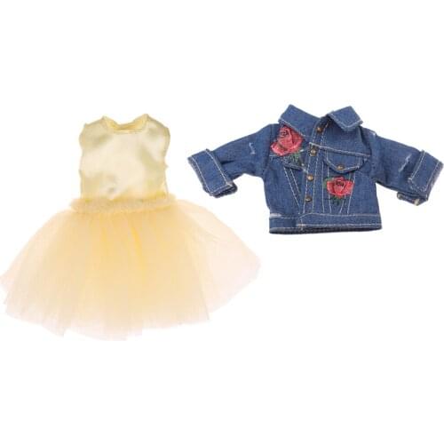 1/6 BJD Doll Fashion Gauzy Dress Jeans Jacket Clothes for 12inch Blythe Licca LUTS AS Doll Dance Skirt Coat