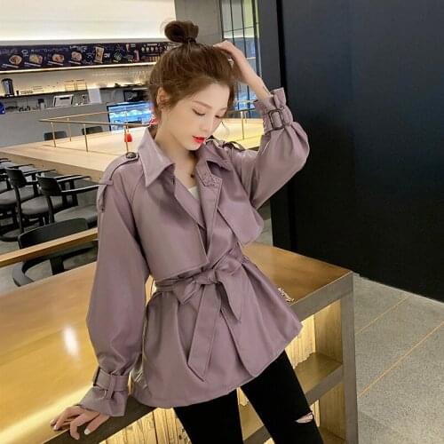 Womens Clothes New Casual Jackets Sashes Loose Pu Leather Faux Leather Ladies England Outerwear Korean Coats Black