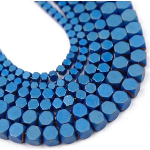 Matte Natural Stone Blue Square Hematite 2/3/4mm cube Spacers Charms Loose Beads For Jewelry Making Diy Bracelets Accessories