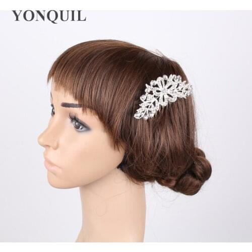 Fahion Full Crystal Hair Combs Brides Wedding Flower Hair Comb Hairclip Rhinestone Bridal Women Jewelry Accessories SYBC22