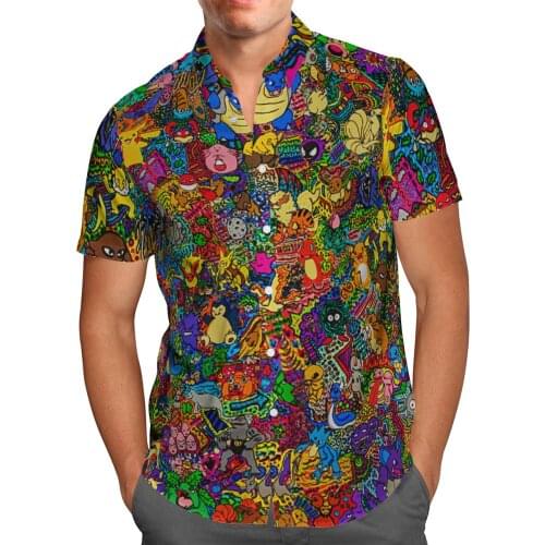 Color Anime 3D Beach Hawaiian 2021 Summer Mens Shirt Short Sleeve Shirt Streetwear Oversized 5XL Camisa Social Chemise Homme-1