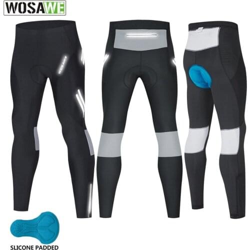 WOSAWE Mens Reflective Cycling Pants Breathable Quick-dry Downhill Bike Bicycle Pants Silicone Cushion Outdoor Sports Pants