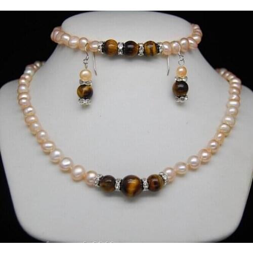 Wholesale 100% Natural jewelry Classic Pearl Necklaces&Bracelets&Earrings set new
