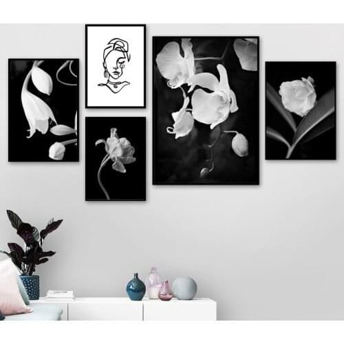 Simplicity Line Drawing Poster and Print Black White Abstract Flower Woman Artwork Canvas Painting Wall Art Picture Home Decor
