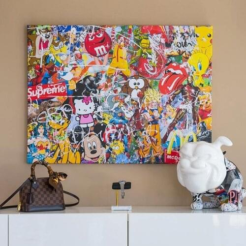 Disney Cartoon Marvel Portrait Graffiti Wall Art Poster Mickey Sexy Girl Picture Print Canvas Painting Living Room Home Decor