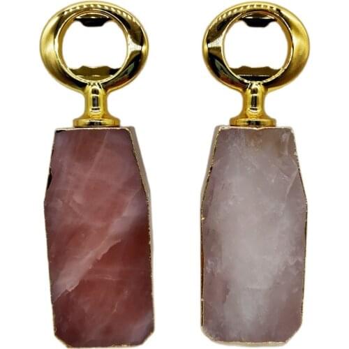 Natural Pink Crystal white Crystal Bottle Opener Modern Home Hotel Zinc Alloy Beer Bottle Opener Agate Portable Family Party