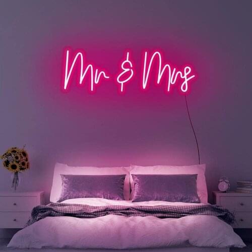 Custom Neon Sign Mr & Mrs Flex Led Light Sign Event Wedding Party Marriage Decoration Wall Decor Ins Decor Wedding Light