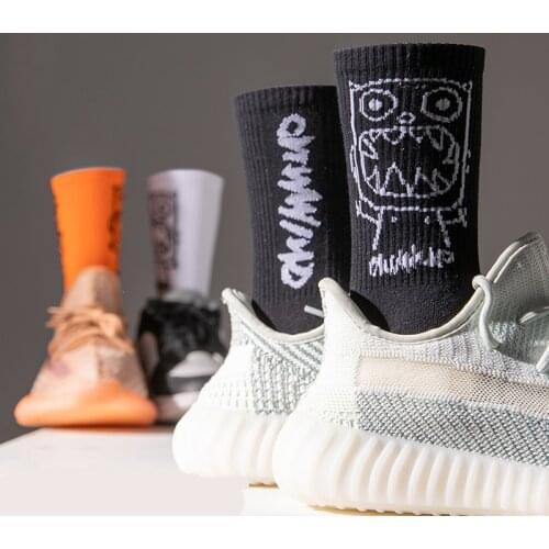 2Pairs = 1lot Adult Funny Middle Crew Socks Street Fashion Cotton Little Demon Imp Watermelon Hotdog Wave Devil Rhombus Diamond