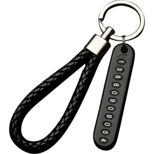New Anti-Lost Car Key Chain Phone Number Card Keyring Phone Number Plate Key Ring Auto Vehicle Key Ring Car Accessories Keychain