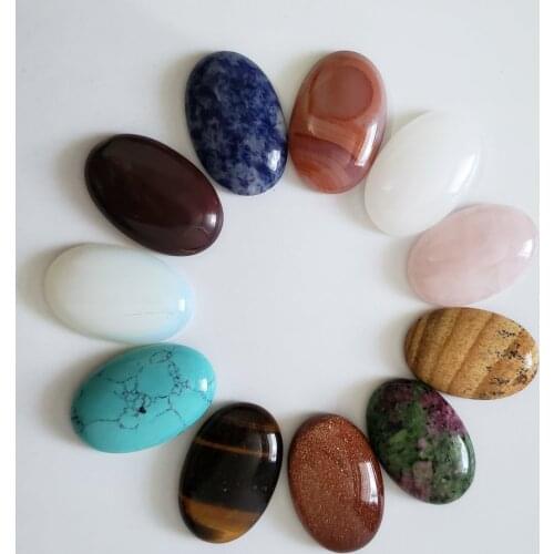 Wholesale 10pcs/lot 2018 HOT reiki fashion natural stone mixed Oval CAB CABOCHON beads for Jewelry making 20x30mm