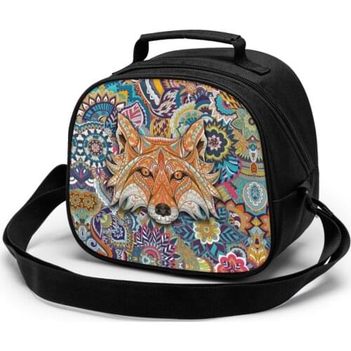 Fox Portable Lunch Bag New Thermal Insulated Lunch Box Fox Tote Cooler Handbag Bento Pouch Dinner School Childrens meal bag