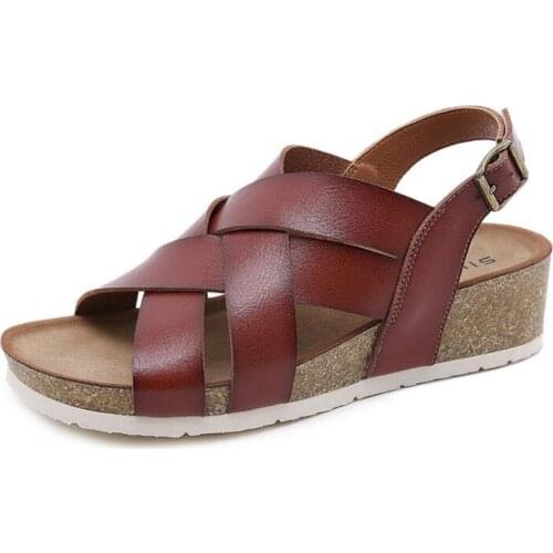 Ladies Outdoor Beach Slippers Women Shoes Spring/Summer New Soft-Slip Non-Slip Sandals Cork Sole Durable Rome Sandals q247