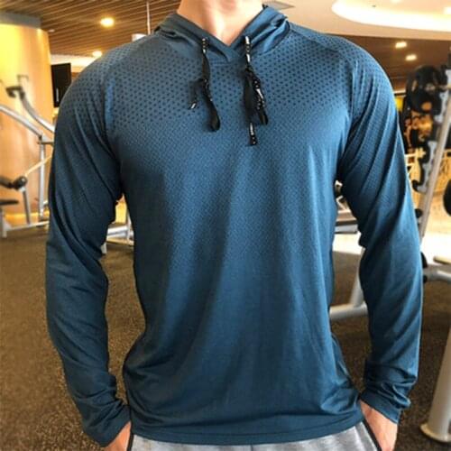 Sports Long-Sleeved Mens Autumn and Winter Loose Casual Sweat-Absorbent Running Undershirt Hoodie Training