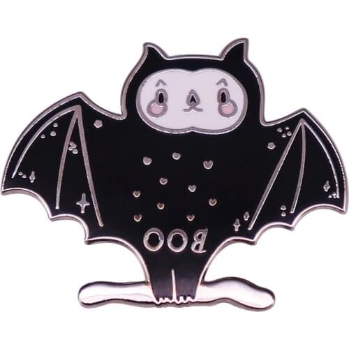 Weird Halloween Boo Bat Enamel Brooch Badge