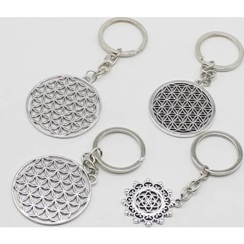 1 Flower of Life Necklace Buddhism Keychain Seed Flower of Life Sacred Geometry Jewelry Flower of Life Namaste Yoga Jewelry Keyc
