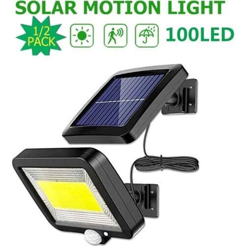 100LED Solar Powered Light Outdoors Motion Sensor Sunlight Waterproof Wall Emergency Street Security Lamp for Garden Decoration