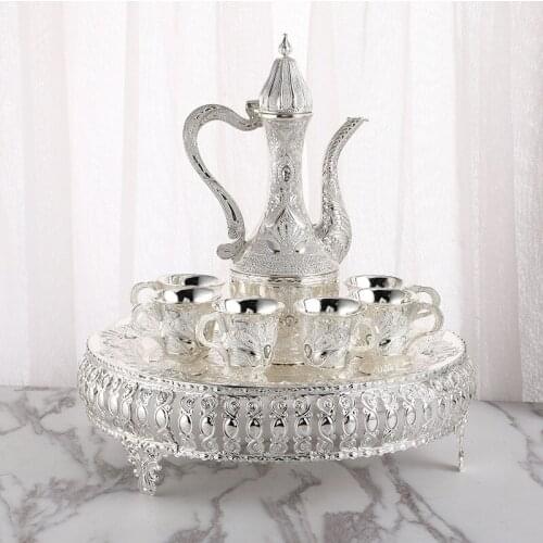 European-style wine set metal hotel household golden flagon wine glasses banquet supplies pattern