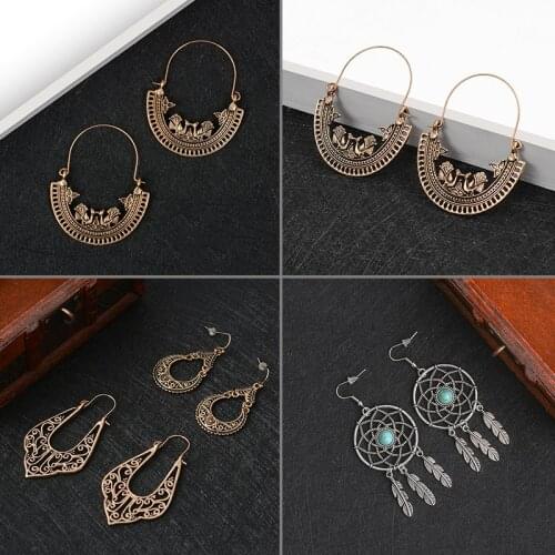 Vintage ethnic tassel Earring folk-custom color long Bohemian Eardrop for women accessories Boho dangle earring party Jewelry