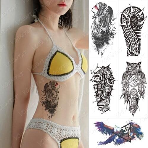 Waterproof Temporary Tattoo Sticker Indian Eagle Forest Flash Tattoos Feather Dream Catcher Body Art Arm Fake Tatoo Women Men
