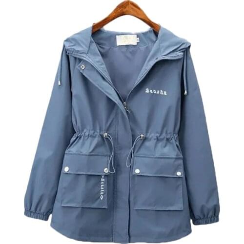 Female Student Outerwear Spring Autumn New Casual Windbreaker Korean Style Windproof Overcoat Womens Clothing Hooded Trench Coat