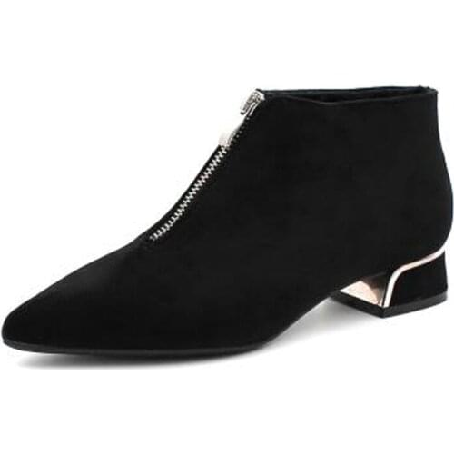 2021 Fashion Boots Women Winter Shoes Pointed toe Women Ankle Boots Sexy Ladies Party Shoes Square Heels Black Blue