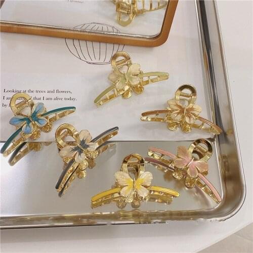 Korean INS Style Chic Butterfly Clips Retro Colorful Dripping Hair Clips Claws Back Head Clips Women Bath Tool Hair Accessories